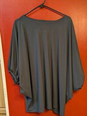 Bryn Walker Charcoal Tunic Top Small Oversized Lagenlook Dolman Sleeve Boat Neck